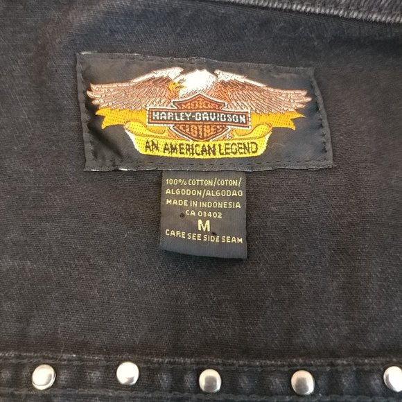 Women's Medium M Harley-Davidson Denim Vest Studded - Picture 6 of 7